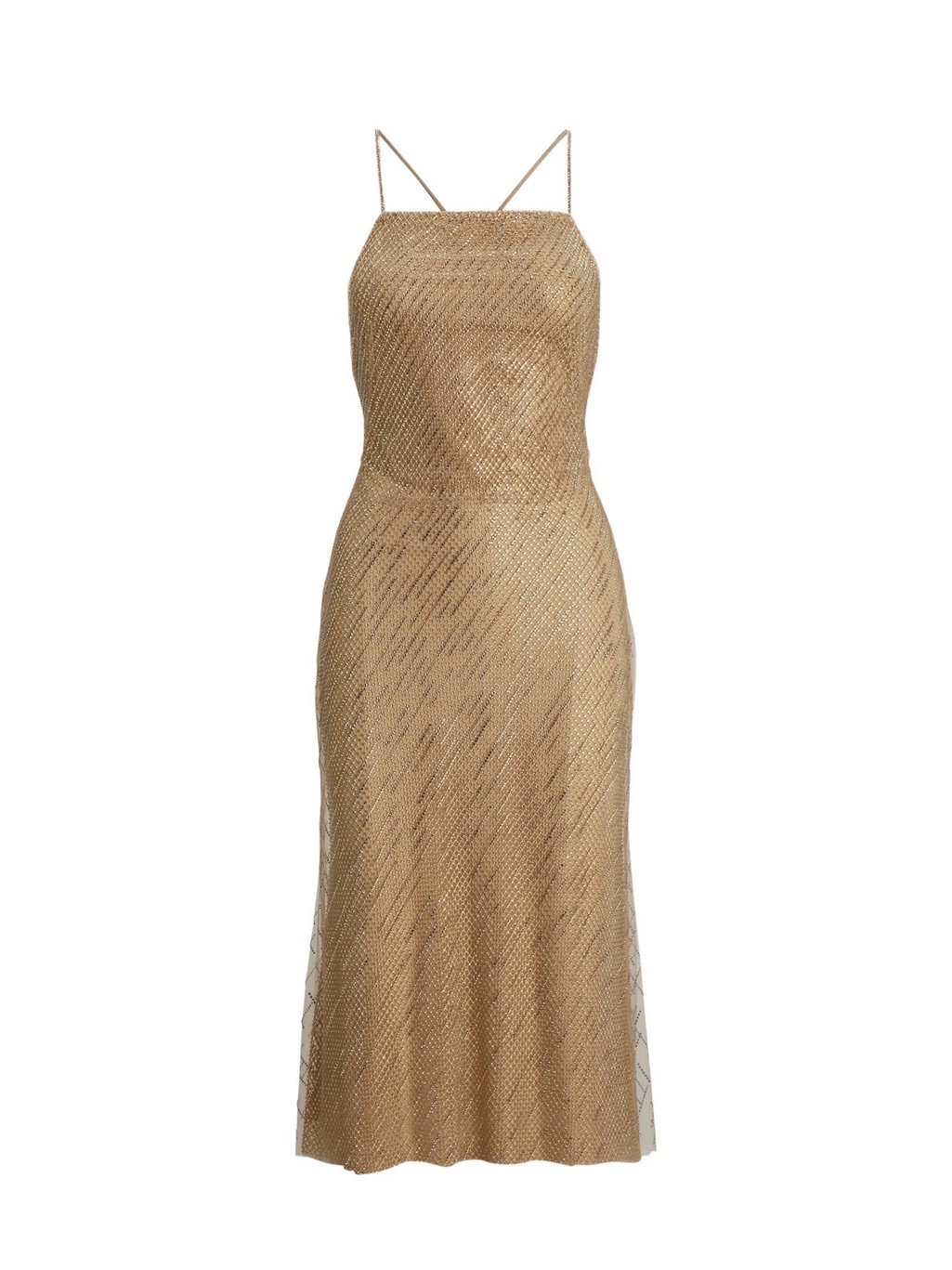 Ralph Lauren Purple Label Metallic Gold Midi Slip Dress